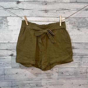 SO Olive Green High Rise Paper Bag Shorts Size M
